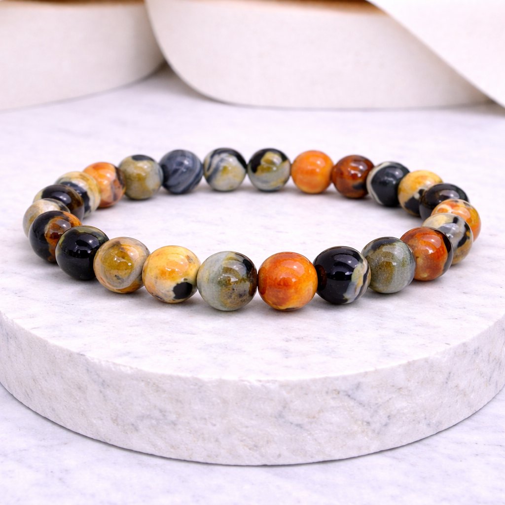 Orange Fire Agate Stone 8mm Beads Stretch Bracelets Crystal Boho Jewelry 18$